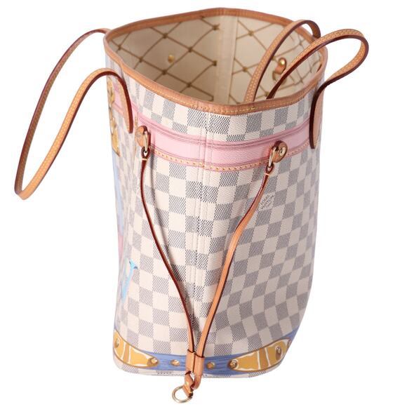 Louis Vuitton Neverfull MM Summer Truck Tote Bag N41065 Azur Damier Canvas - Picture 3 of 9